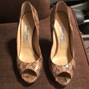 Jimmy choo snake skin peep toe high heel size 39
